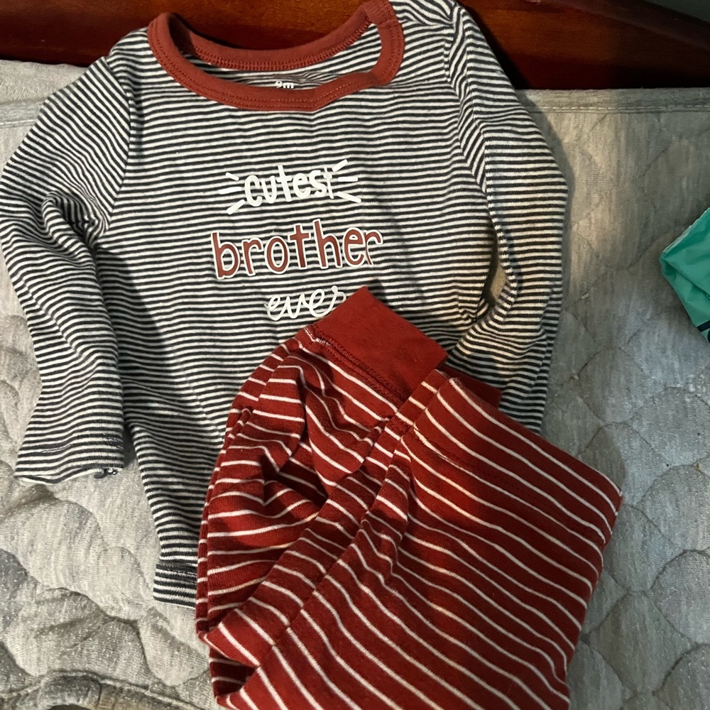 Carter's Black and Red Striped Kids Matching Set